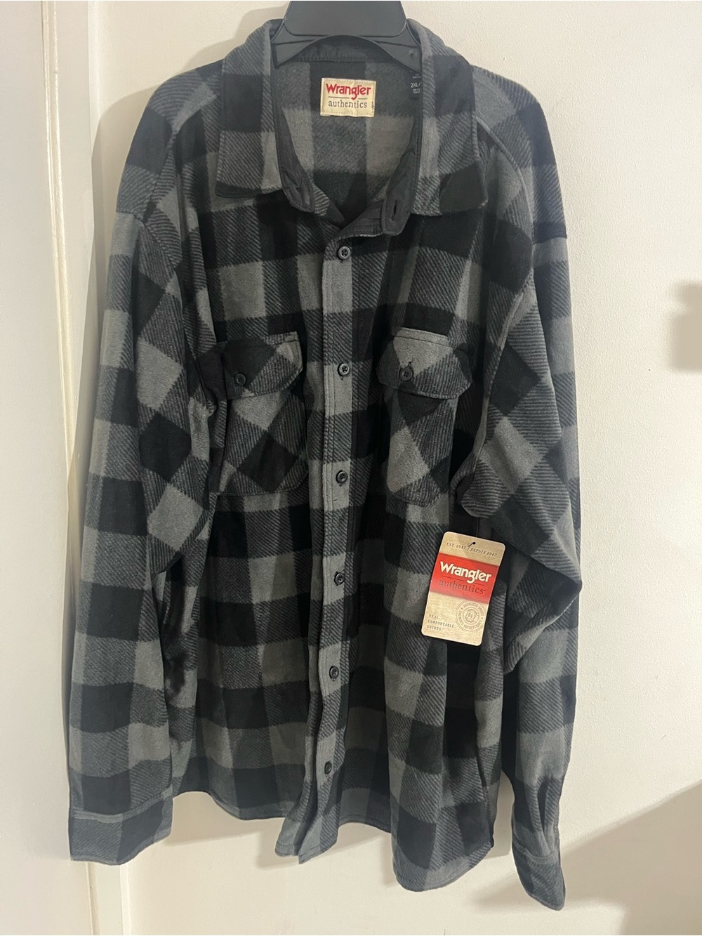 Wrangler Fleece Plaid Button Up Shirt 2X